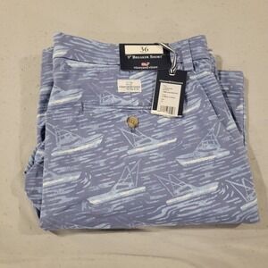 Vineyard Vines Breaker Shorts Mens 36 Blue Sailboat All Over Print Summer‎